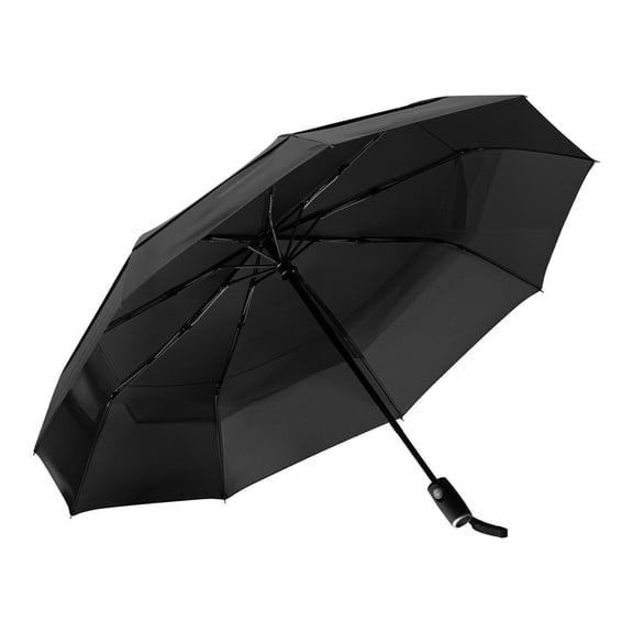 Travel Umbrella, 42 inch Compact Windproof Umbrella, Automatic Open/Close, Lightweight Portable Rain Umbrella with Fiberglass Ribs, UV Protection Canopy (Black)