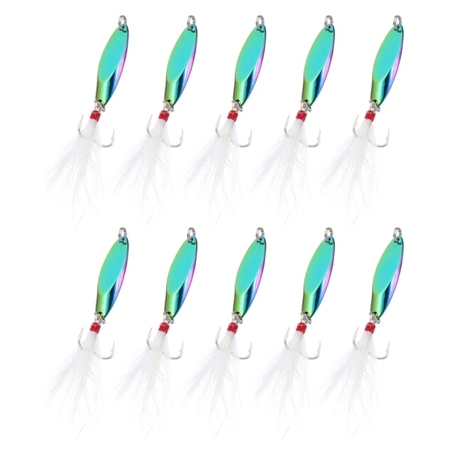 Uxcell 10Pcs 1/5 oz Metal Fishing Spoons Fishing Lures Casting Spoon Multicolor