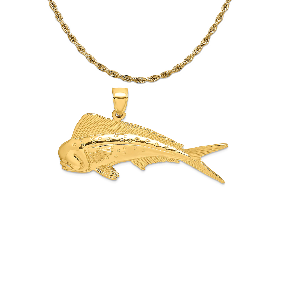 14K Yellow Gold 2-D Male Dorado (Mahi 