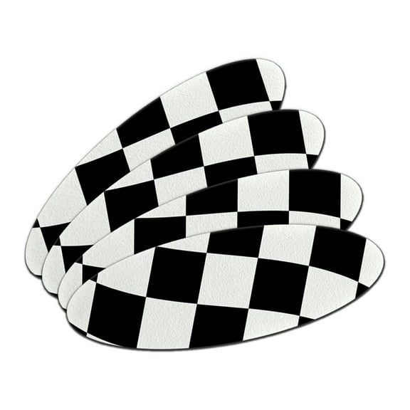 Checkered Racing Flag Double-Sided Oval Nail File Emery Board Set 4 Pack
