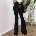 thumbnail image 3 of uublik Straight Jeans for Women High Waisted Pull On Bell Bottom Jeans Trendy Elastic Denim Pants, Black, 3 of 5