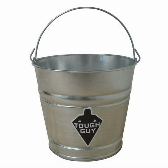 2 gal Round Bucket, 9 in H, 10 in Dia, Silver, Galvanized Steel