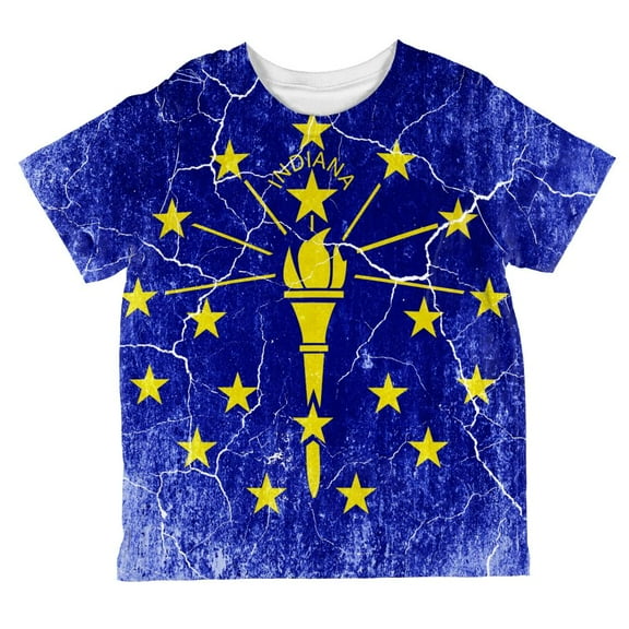 Indiana Vintage Distressed State Flag All Over Toddler T Shirt Multi 2T
