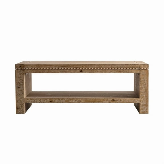Xukmct 2 Tier Coffee Table with Open Shelf, Wood Rectangle Tea Table for Office, Apartment, Living Room
