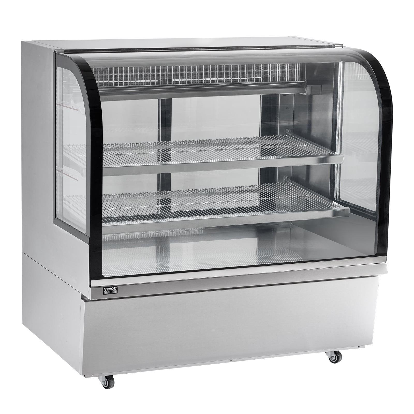 VEVOR Refrigerated Display Case, 18 Cu.Ft./505L Large Pastry Display Case, 2-Tier Commercial Display Refrigerator with LED Lighting, Downdraft Cooling, Movable with Casters, for Bakery