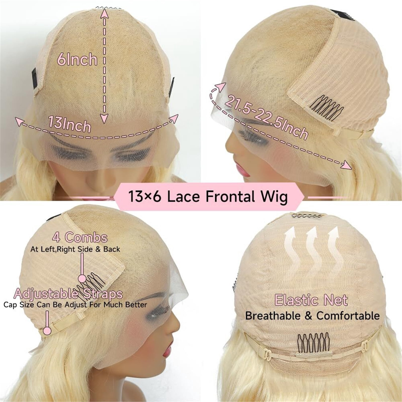 13x6 Body Wave Lace Front Wigs Human Hair 200 Density HD Transparent Pre Plucked Wig