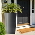 thumbnail image 6 of Olurrisa 2 Pack Tall 21.7 in Planters for Outdoor Plants Modern Tall Square Planter Box Indoor Outdoor Porch Patio Flower Pot Modern Big Tapered Matte Tree Flower Pot for Garden, (Grey), 6 of 10