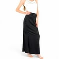 thumbnail image 6 of Women's Satin Maxi Skirt With High Waist And Flowing A-Line Design- Black,Large, 6 of 7