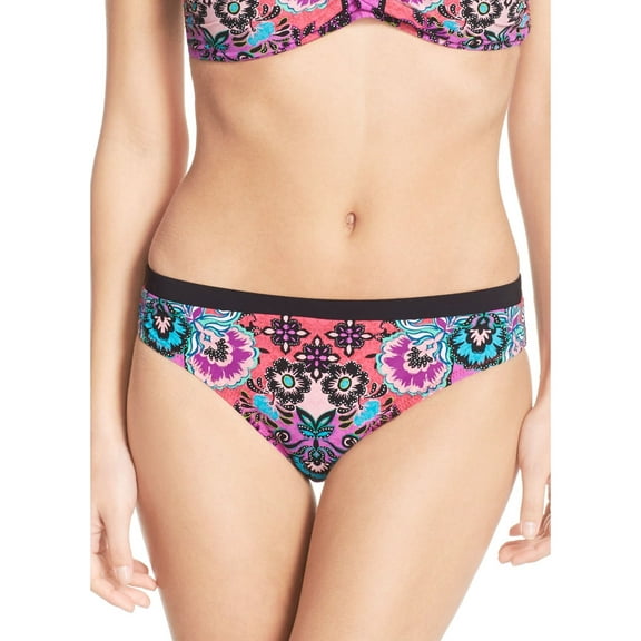 Nanette Lepore Women's Bali Batik Charmer Bikini Bottom Raspberry XS