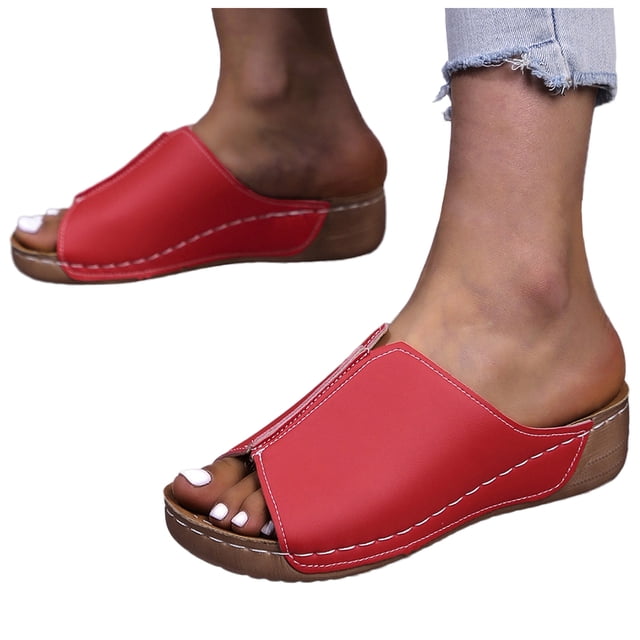 Leozcaa Sandales Compensées d'Été pour Femmes, Bout Ouvert Bas, Mules Confortables, Pantoufle Habillée à Plateforme pour Dames