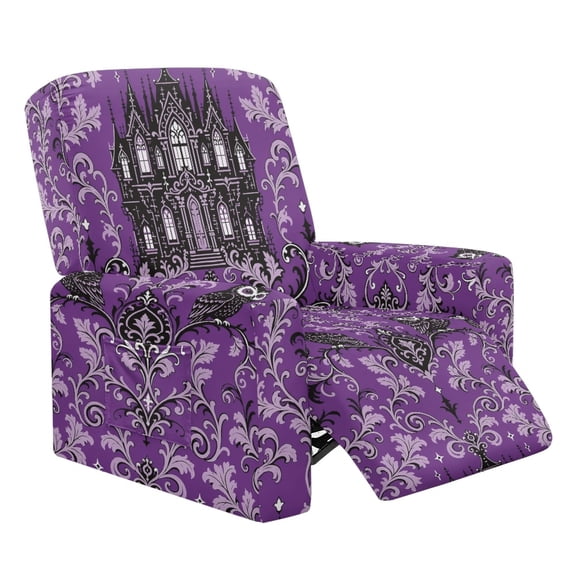 HELLHERO Gothic Castle Owl 4 Pcs Recliner Chair Covers with Brushed Polyester Spandex, Anti Stain Slipcovers for Kids Pet Single Lounger Sofa