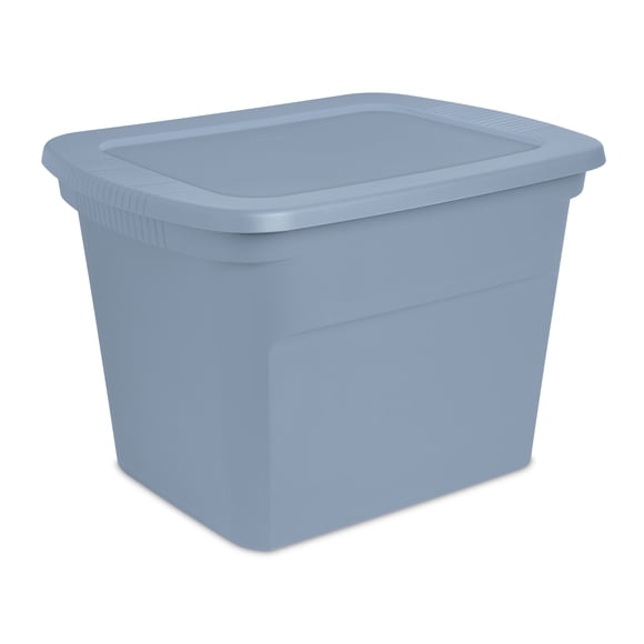 Sterilite Bac de rangement en plastique de 68 L avec couvercle à pression, empilable, bleu pâle