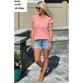 thumbnail image 3 of Jusfitsu Womens T shirts Ruffle Short Sleeve V Neck Summer Top Loose Fitted Tee for Women Dreesy, 3 of 7