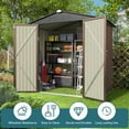thumbnail image 2 of Lofka Outdoor Storage Shed 8 x 6 FT, Galvanized Metal Garden Shed with Double Lockable Doors, Outdoor Storage Clearance for Backyard Patio Lawn- Brown, 2 of 11
