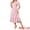 Pink, variant on DARING DIVA Women's Tiered Smocked Short Sleeve A-Line V Neck Ruffle Flowy Dress S Black