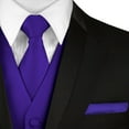 thumbnail image 4 of Best Tuxedo Men's Solid Satin Formal, Tuxedo, Wedding, Prom, Cruise Vest, Tie & Hankie Set in Purple, 4 of 4