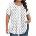 thumbnail image 6 of Posijego Plus Size Tops for Women Polka Dot Short Sleeve Pleated Tunics Womens Business Causal Dressy Blouses L-5XL, 6 of 6