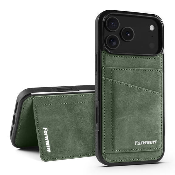 ELEHOLD 2-in-1 Wallet Case for iPhone 18 Pro Max, Slim Shockproof TPU Leather Stand Cover with Card Holder, Green