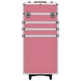 thumbnail image 4 of vidaXL Make-up Trolley Aluminum Cosmetic Beauty Case Suitcase Pink/Silver, 4 of 15