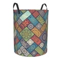 thumbnail image 3 of LNWH Laundry Basket, Diagonal Floral Tiles Art Pattern Foldable Laundry Hamper with Handles Waterproof, Medium Size, 3 of 8