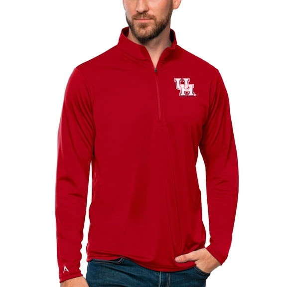 Men's Antigua Red Houston Cougars Tribute Quarter-Zip Top