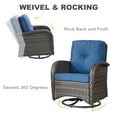 thumbnail image 2 of Gymojoy  Outdoor 3-piece Rattan Wicker Rocking Swivel Chair Set Mix Brown Rattan - Blue, 2 of 5