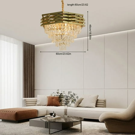 Miumaeov Modern 12-Light Gold 5-Tier Crystal Chandelier Pendant Light For Living/Dining Room Foyer