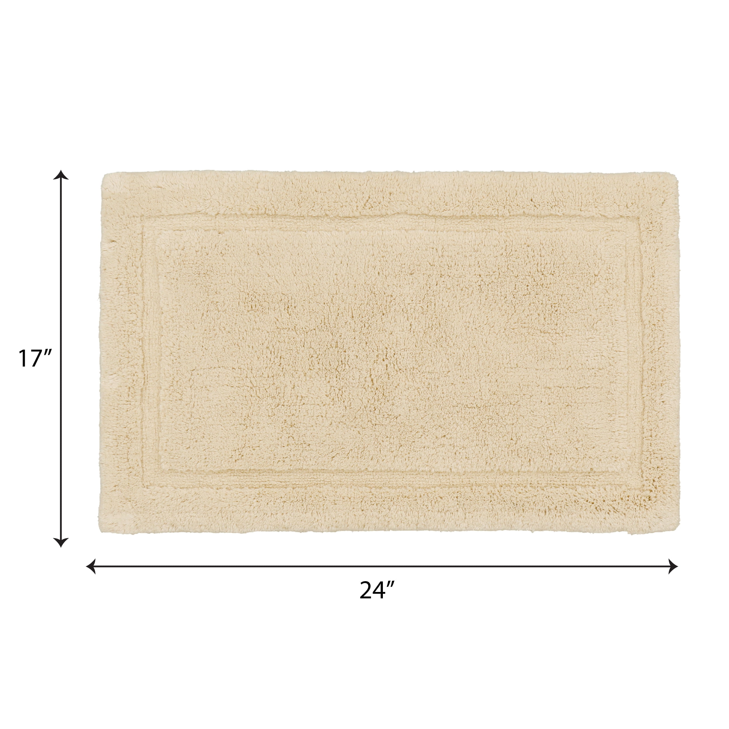 Jean Pierre New York Lydia Border 100% Cotton Bath Mat - Non-Slip Bath Rug - Ivory - 17"x24"