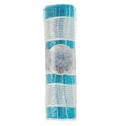 Holiday Time White and Blue Stripe Mesh Christmas Ribbon Rolls, 10.5"