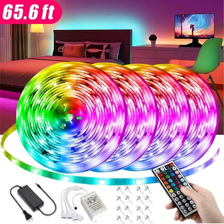 

LED Strip Lights 20M/65.6 feet Flexible Strip Light RGB 150 LEDs with Remote Controll Multi-Color Changing Light Strips for Ceiling Bar Counter Cabinet Decoration