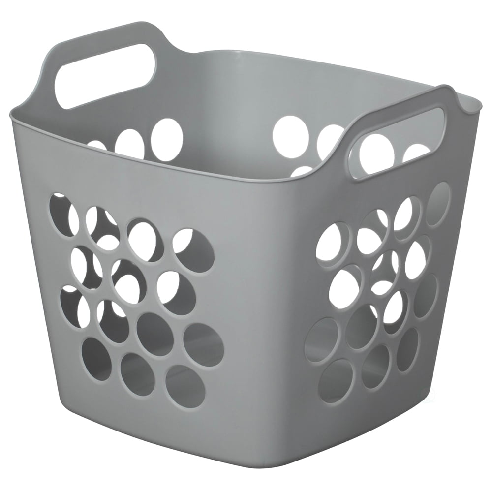 Flexible Plastic Laundry Basket - Square Storage Hamper with Side Handles for Easy Carrying - Versatile Organizer for Laundry, and Household Storage, 28 Litter Gray