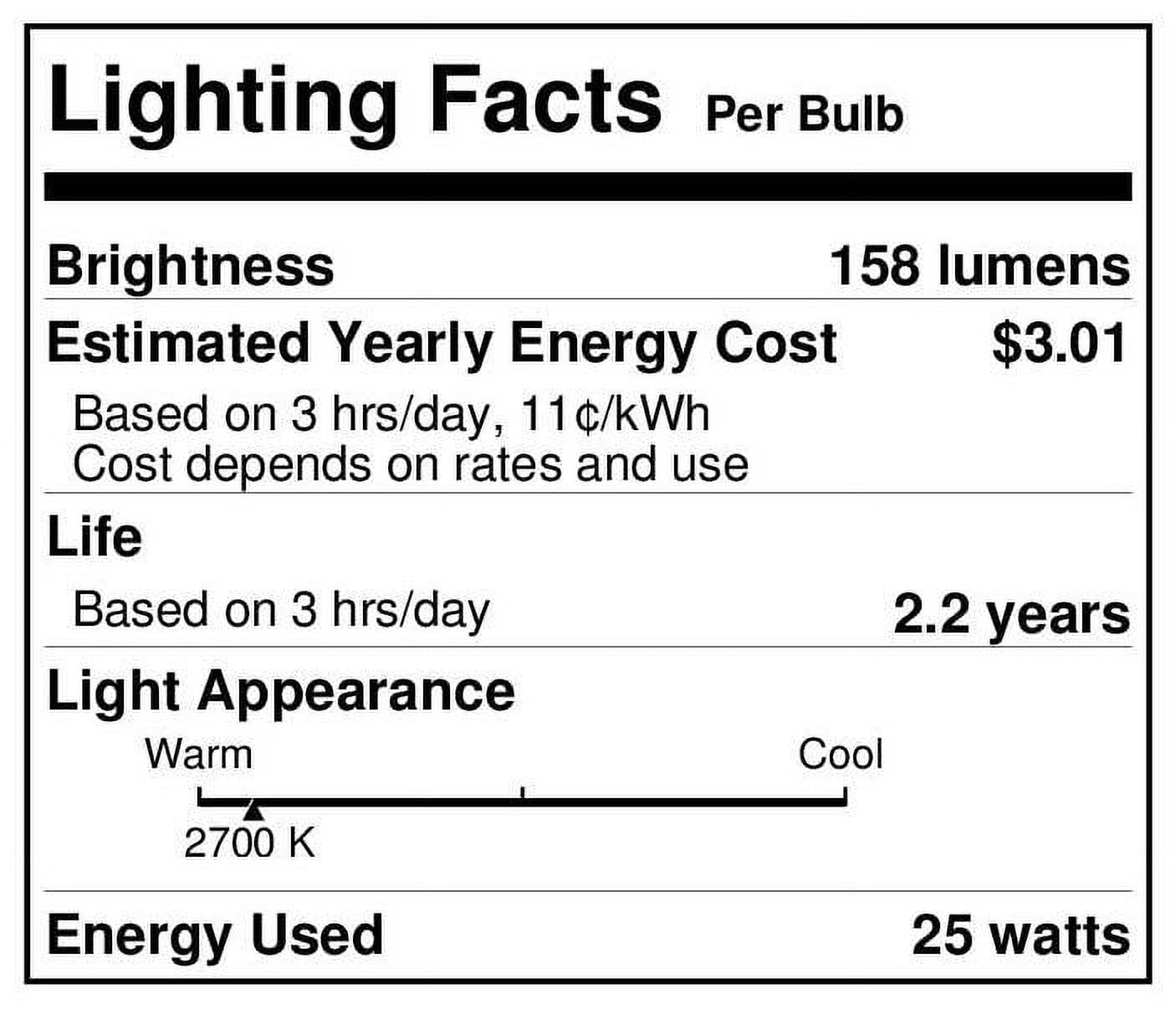 Westinghouse Incandescent Light Bulb 130V 25W 158 Lumens 25Pk
