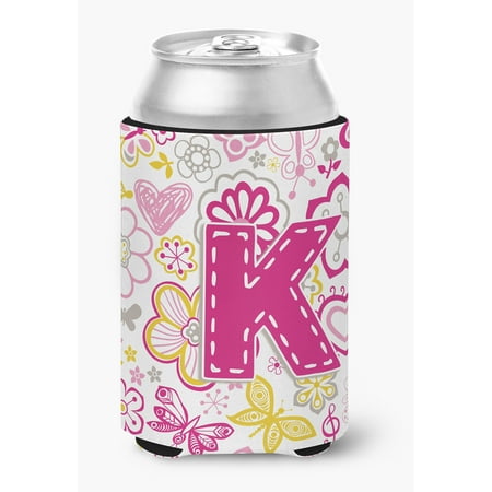 

Letter K Flowers and Butterflies Pink Can or Bottle Hugger