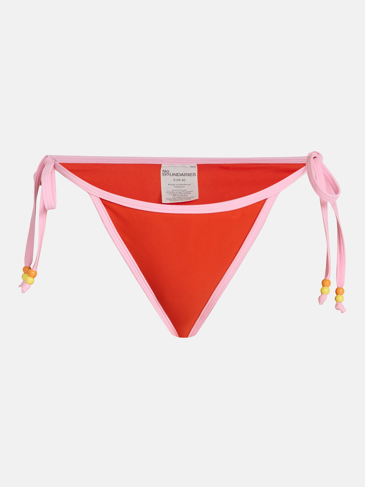 No Boundaries Low Waist Side Tie Bikini Bottoms, Women's XXS-XXL