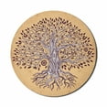thumbnail image 1 of Tree of Life Mouse Pad for Computers, Vintage Inspired Modern Graphic of an Aged Plant Swirling Branches Print, Round Non-Slip Thick Rubber Modern Gaming Mousepad, 8" Round, Cream Brown, by Ambesonne, 1 of 2