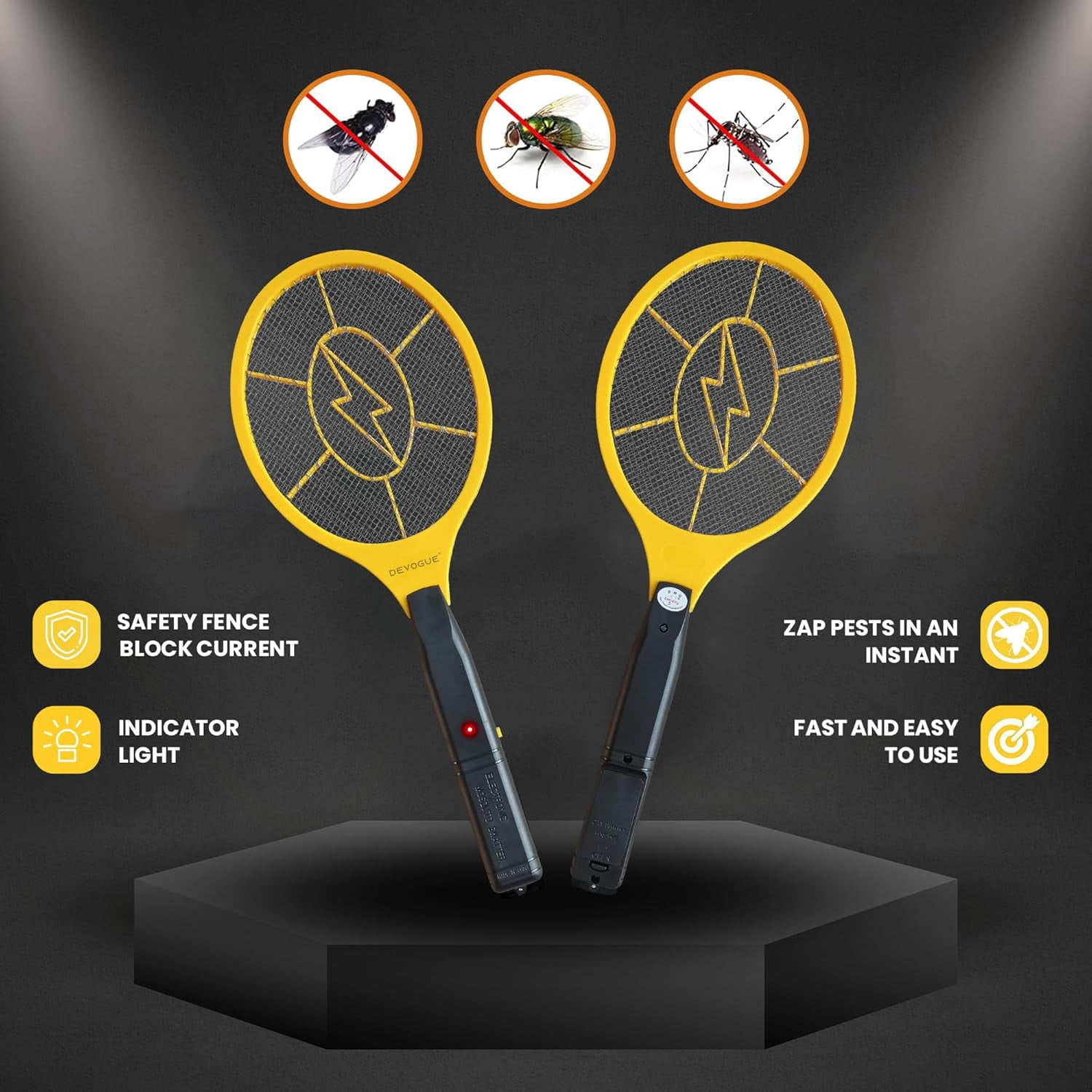 ®   Electric Fly Swatter Bug Zapper Battery Operated Flies Killer Indoor & Outdoor Pest Control Mosquito Zapper and Insect Catcher Racket