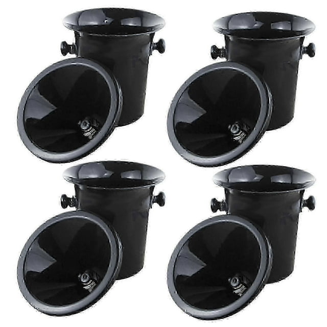 4x Wine Dump Black Plastic Wine Spittoon - Standard Size With Black Funnel Champagne Bucket