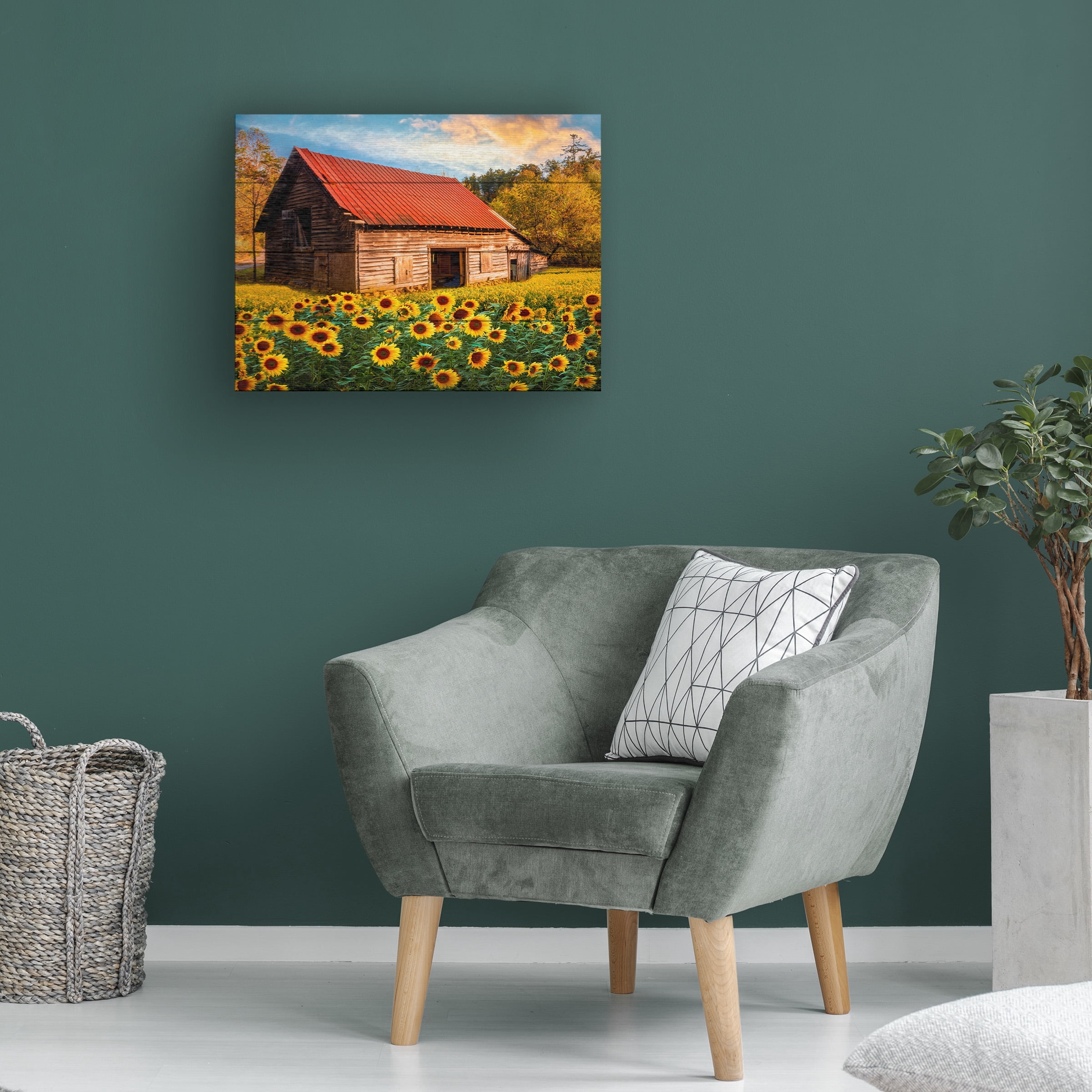 Celebrate Life Gallery 'Red Roof On A Country Lane' Wood Slat Art 12x16