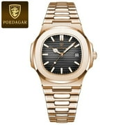 Poedagar luxury man wristwatch business stainless steel quartz men watch waterproof luminous date Square men's watches clock box