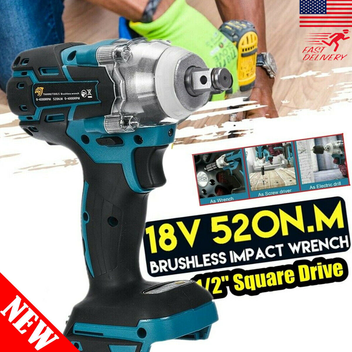 18V 1/2" 520Nm Impact Wrench Brushless Cordless Drill For Makita~Battery DTW285Z