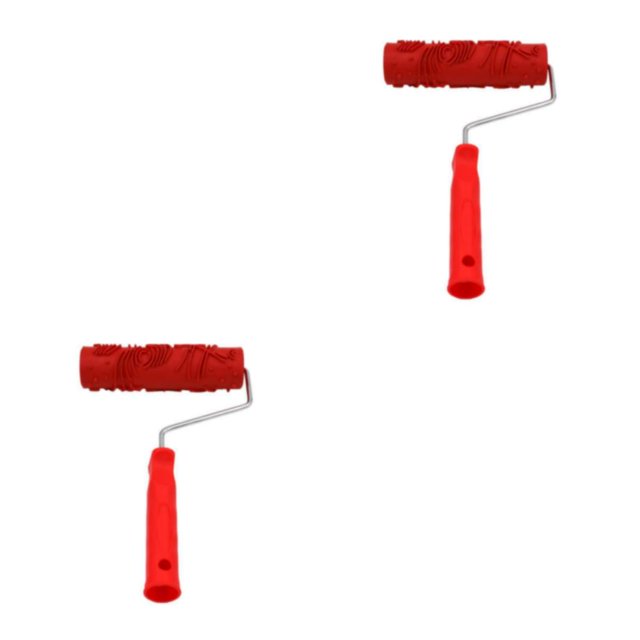 Wweixi Delicate Embossed Pattern Painting Roller with Plastic Handle Add Touch of Sophistication to Living Space Red Type C 2Set