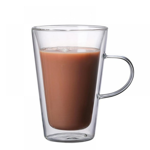 GOODLY Double Wall Glass Coffee Mugs with Handle,Clear Glass Coffee