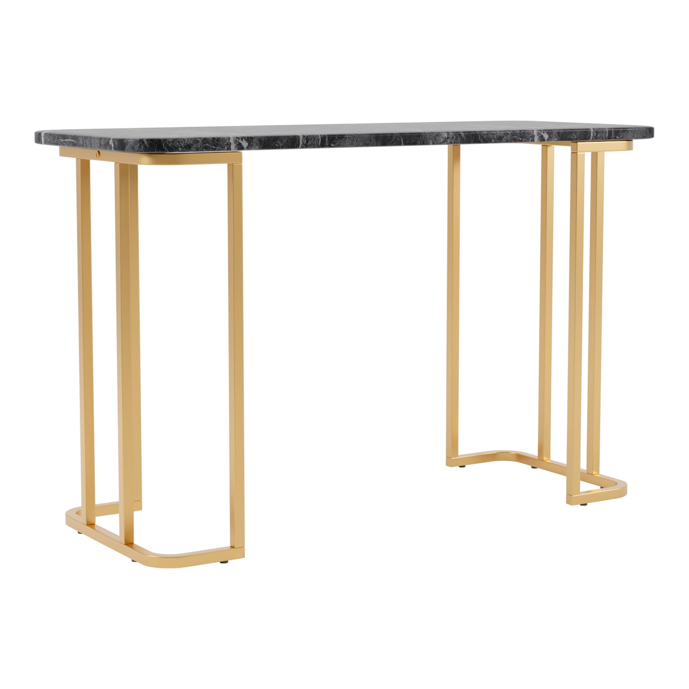Furniture of America Musel Faux Marble Top Console Table, Black