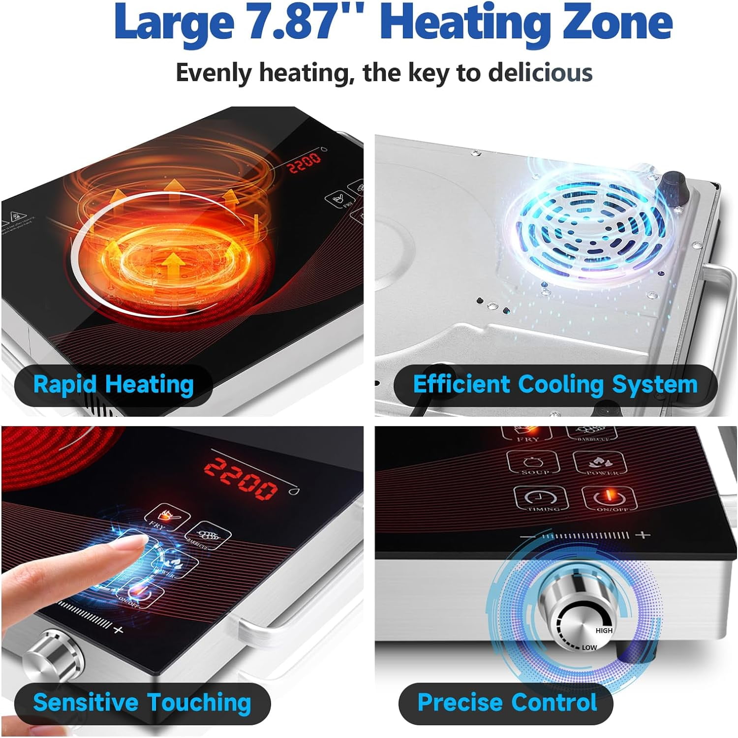 Hinzonek 3500W Hot Plate Electric Ceramic Stove Infrared Induction Cooker Home Cooktop Cooking Furnace US 110V