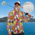 thumbnail image 2 of SEANATIVE Men's Performance Fishing Shirt Sun Protection Long Sleeve Shirt Soft Lightweight Breathable Neck Gaiter Hoodie for Summer Outdoor Fishing, 3XL, Star Print, 2 of 7