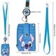 thumbnail image 5 of portatarjetas con cordón, 5 ranuras para tarjetas y 1 bolsillo con cremallera, longitud total 57 cm, porta credencial con hebilla retráctil, lindo estilo de dibujos animados azul, 5 of 5