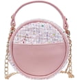 thumbnail image 3 of Bolso de hombro redondo de felpa para chico, bolso cruzado, minibolso de mensajero ajustable para niños pequeños, bebés, niñas, rosa WD.WDQZL Hogar, 3 of 5