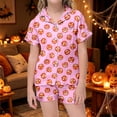 thumbnail image 2 of Halloween Pajamas Kids Size 3-4 Years Boys Girls Halloween Sleepwear Short Sleeve Top with Elastic Shorts Pjs for Boys Pink, 2 of 5