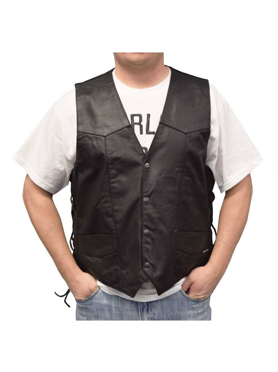 Xelement 1201 Mens Black Leather Motorcycle Vest Xelement 1201 Mens Black Leather Motorcycle Vest