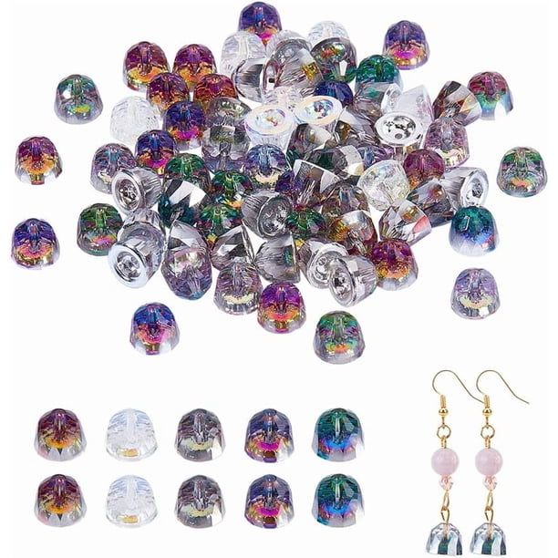 40 piezas de cuentas facetadas de vidrio transparente electrochapado en 5 colores, con formas coloridas, ideales para la creación de pulseras, collares y bisutería.